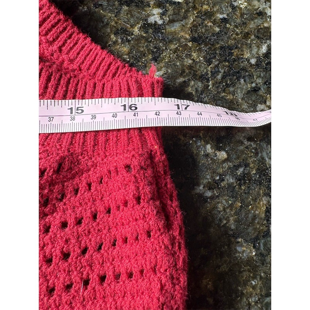 Universal Thread Womens Crochet Knit Tank Top Flutter Sleeve Red Size L - Picture 6 of 8